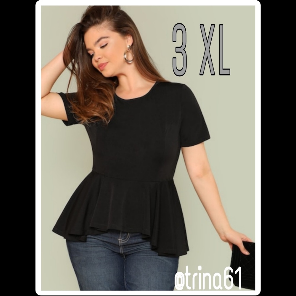 🆕️Plus ruffled hem fitted waist top  3XL